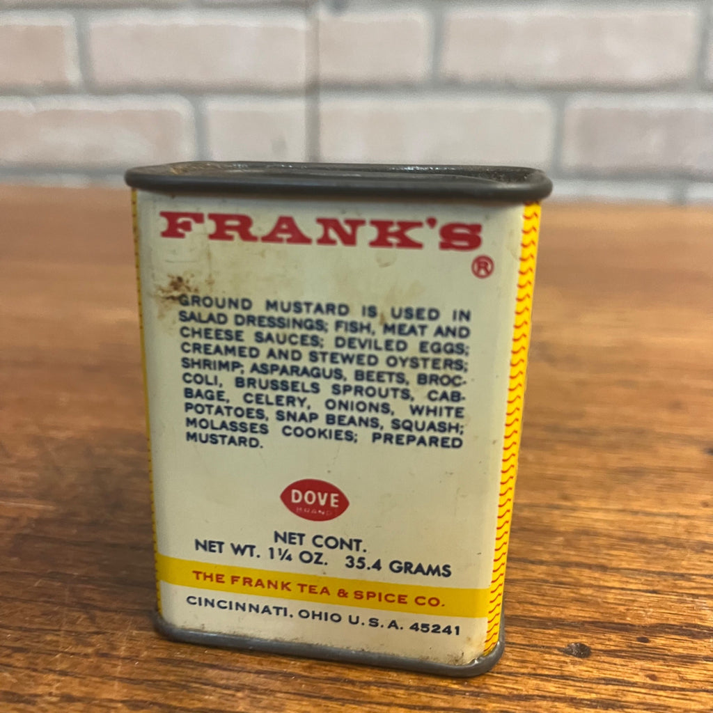Vintage Frank's Mustard Cincinnati Ohio Tea & Spice Co. Spice Tin Kitchen