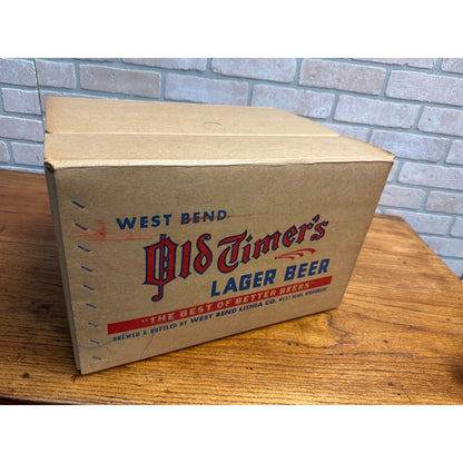 Vintage West Bend Lithia Old Timers Beer 12-Quart Cardboard Case Box Crate WI