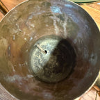 Antique Victorian Brass Double Student Lamp Base with Center Tank & Green Shades