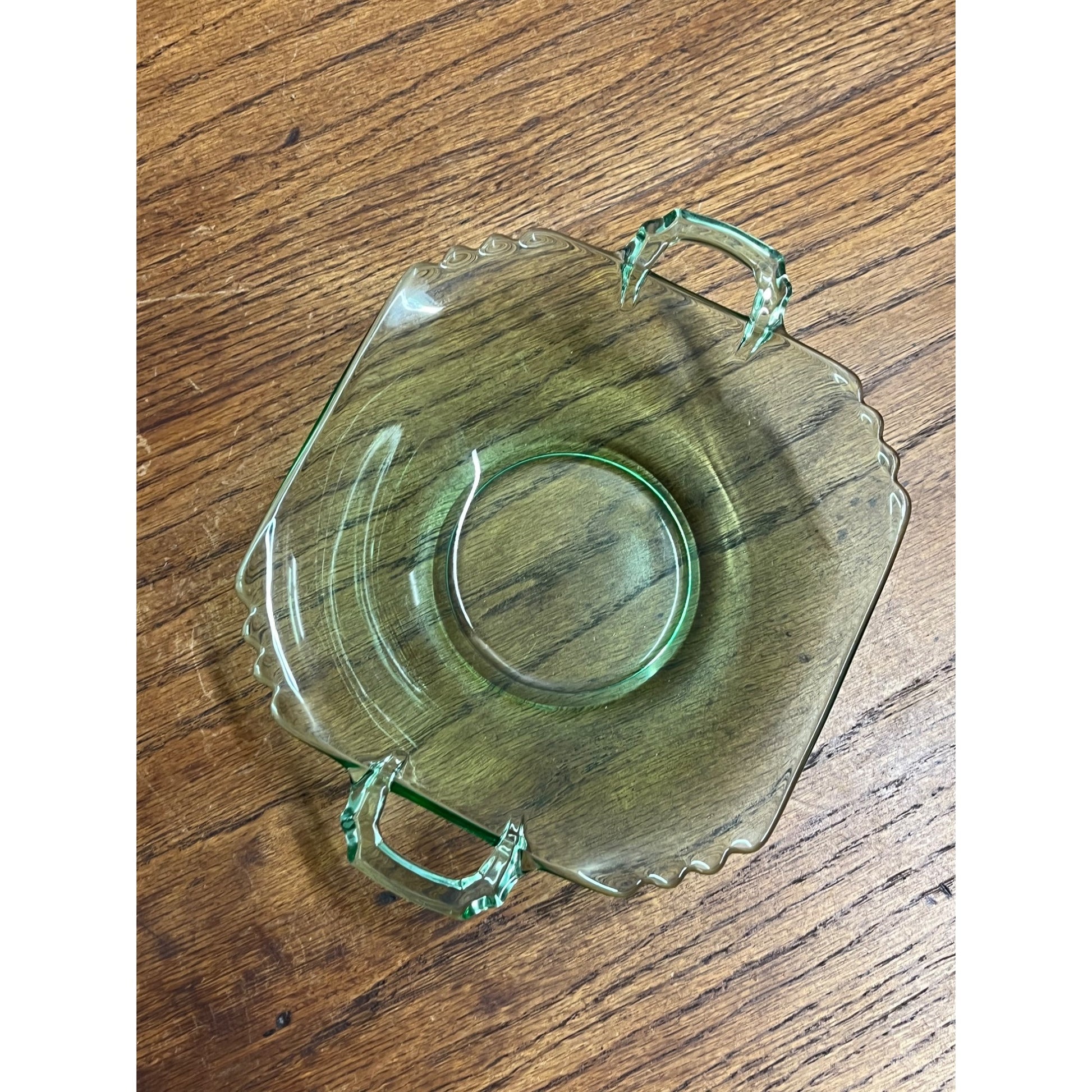 Vintage Fostoria Mayfair Green Vaseline Uranium Glass 6" Bowl Dish Art Deco