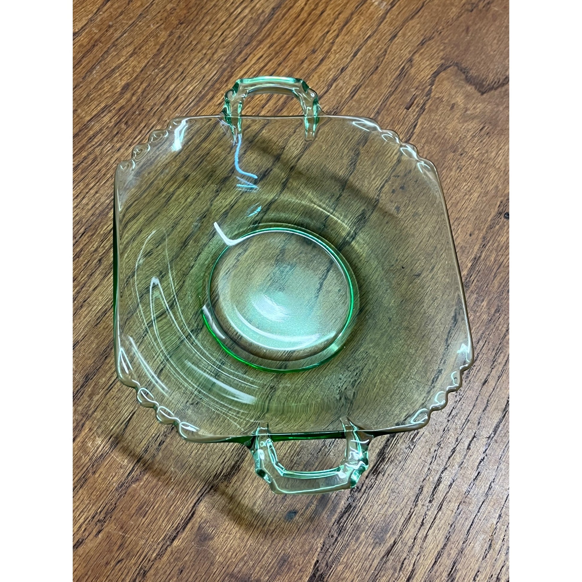 Vintage Fostoria Mayfair Green Vaseline Uranium Glass 6" Bowl Dish Art Deco