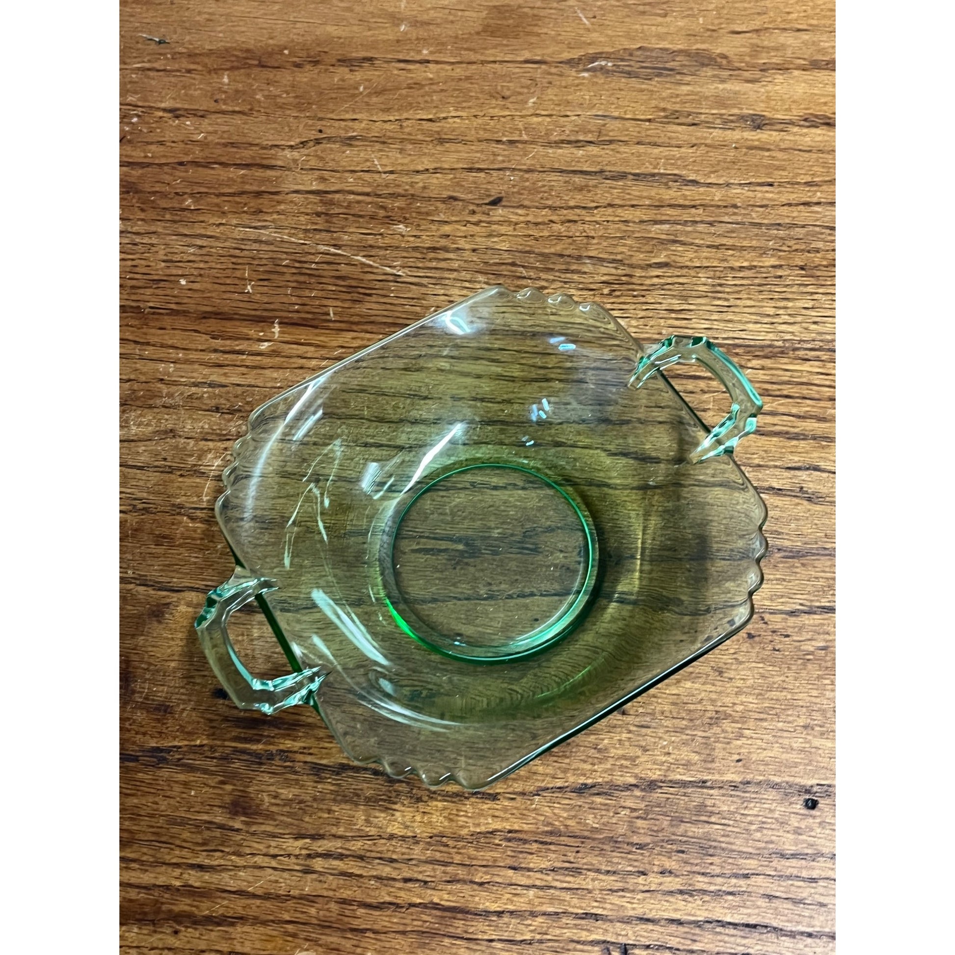 Vintage Fostoria Mayfair Green Vaseline Uranium Glass 6" Bowl Dish Art Deco