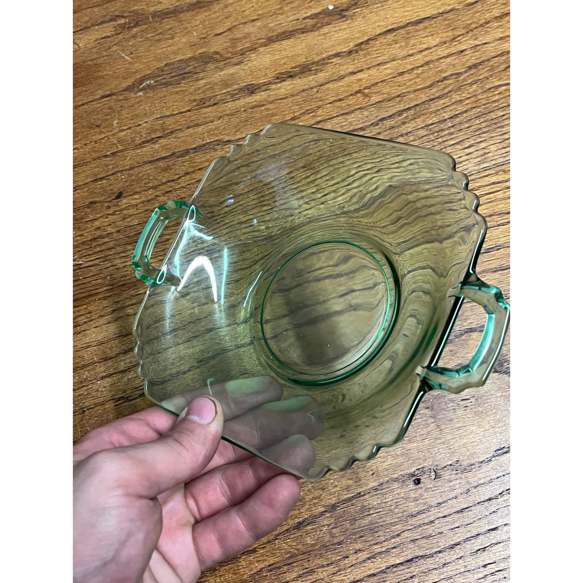 Vintage Fostoria Mayfair Green Vaseline Uranium Glass 6" Bowl Dish Art Deco
