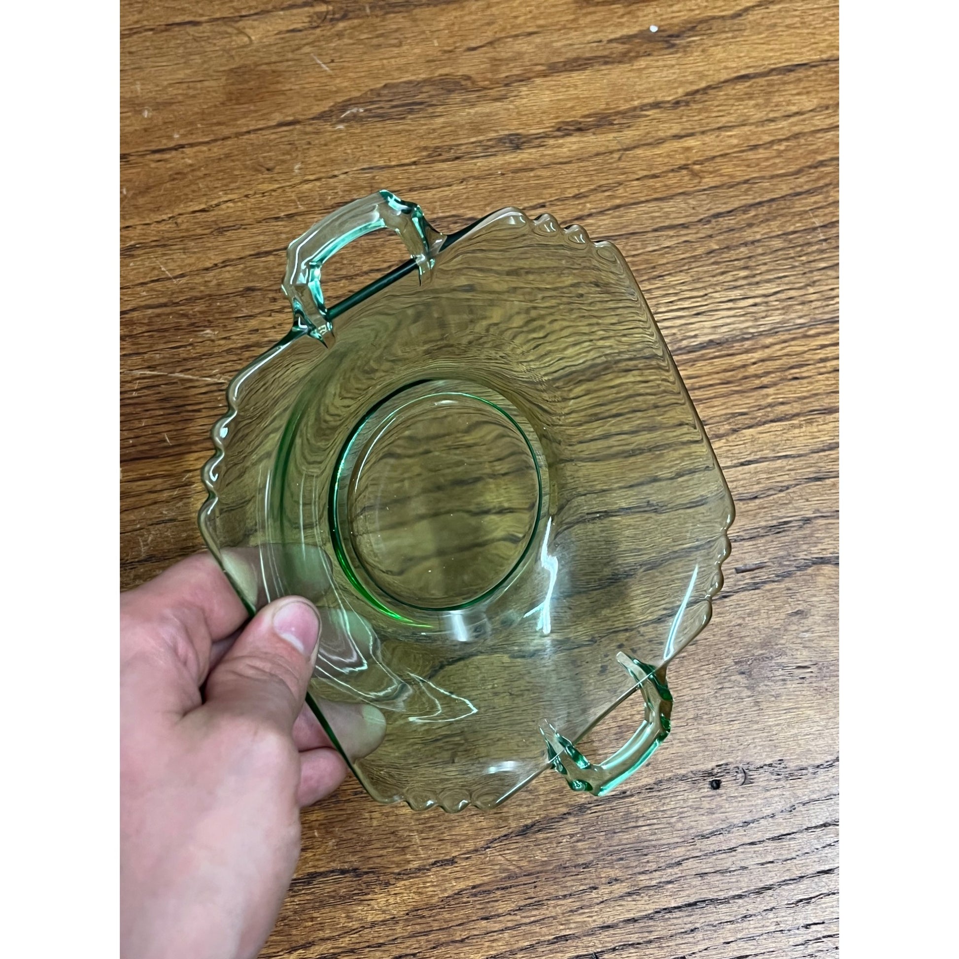 Vintage Fostoria Mayfair Green Vaseline Uranium Glass 6" Bowl Dish Art Deco