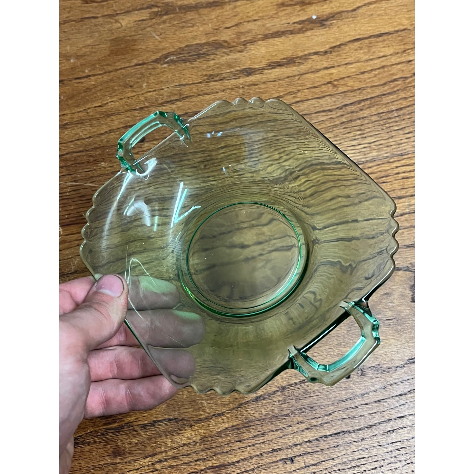 Vintage Fostoria Mayfair Green Vaseline Uranium Glass 6" Bowl Dish Art Deco