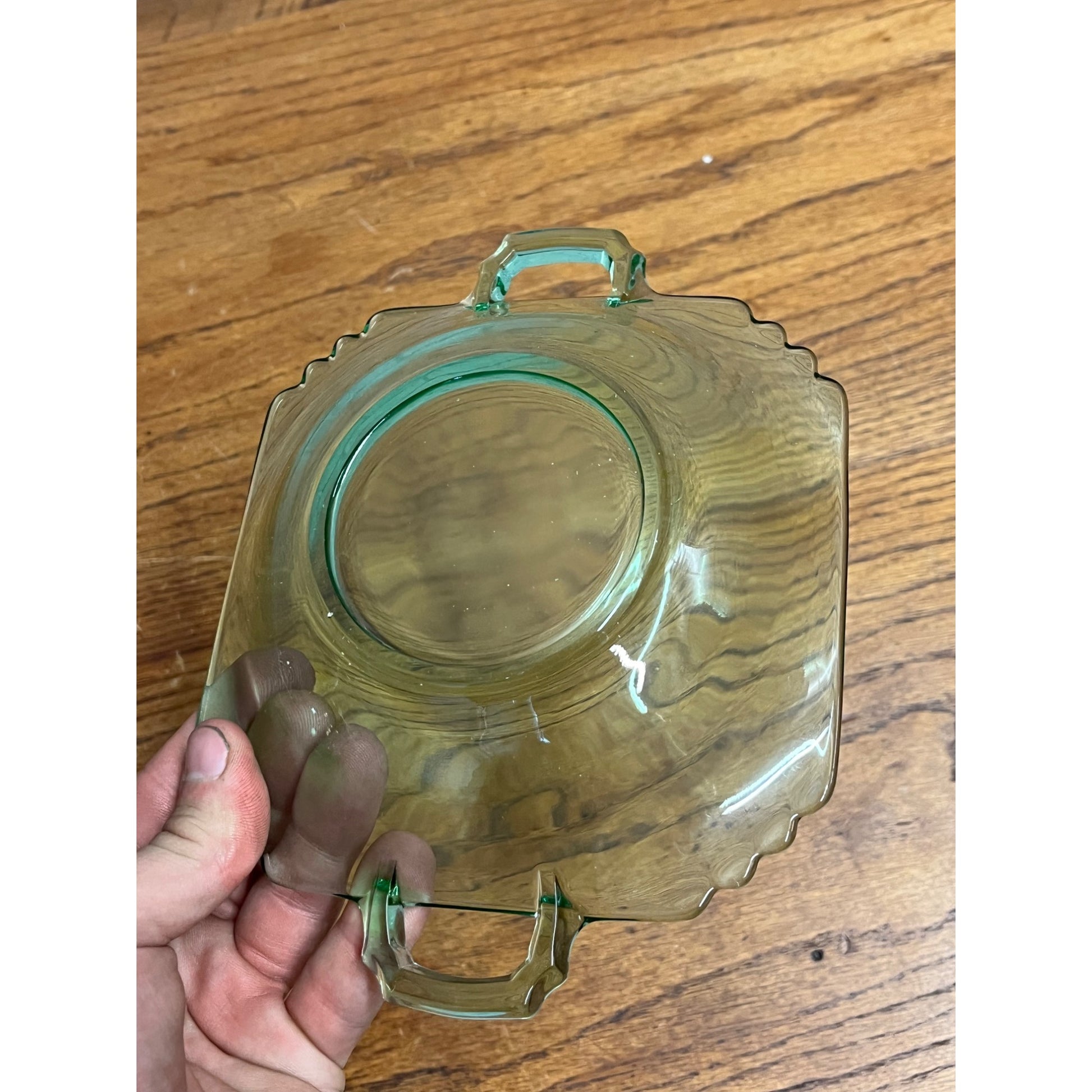 Vintage Fostoria Mayfair Green Vaseline Uranium Glass 6" Bowl Dish Art Deco
