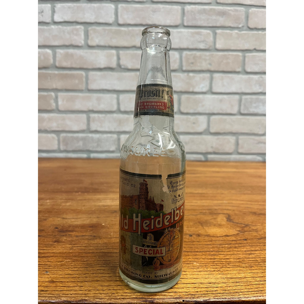 Vintage Blatz Old Heidelberg Beer IRTP Label Bottle Milwaukee 12oz Embossed