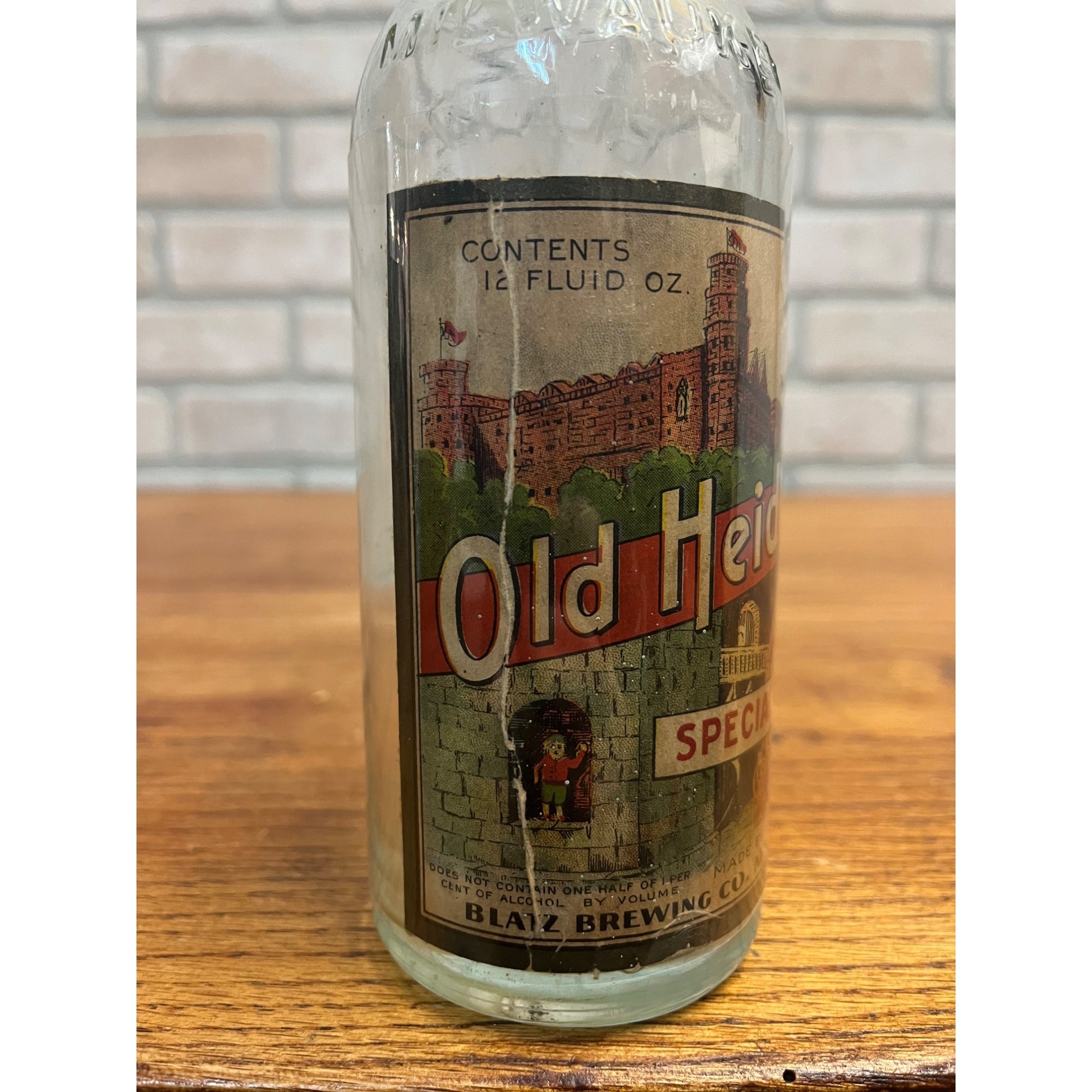 Vintage Blatz Old Heidelberg Beer IRTP Label Bottle Milwaukee 12oz Embossed