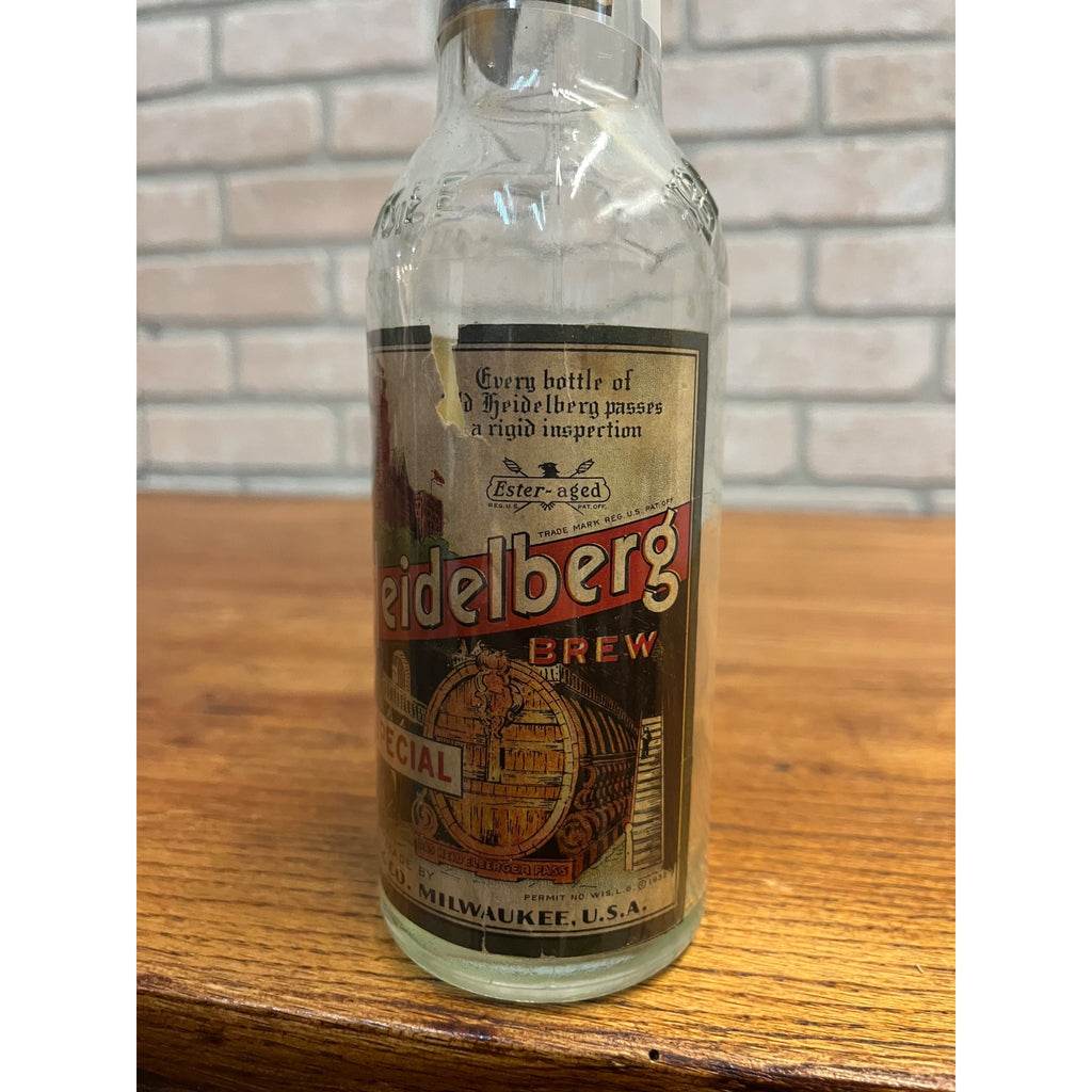 Vintage Blatz Old Heidelberg Beer IRTP Label Bottle Milwaukee 12oz Embossed