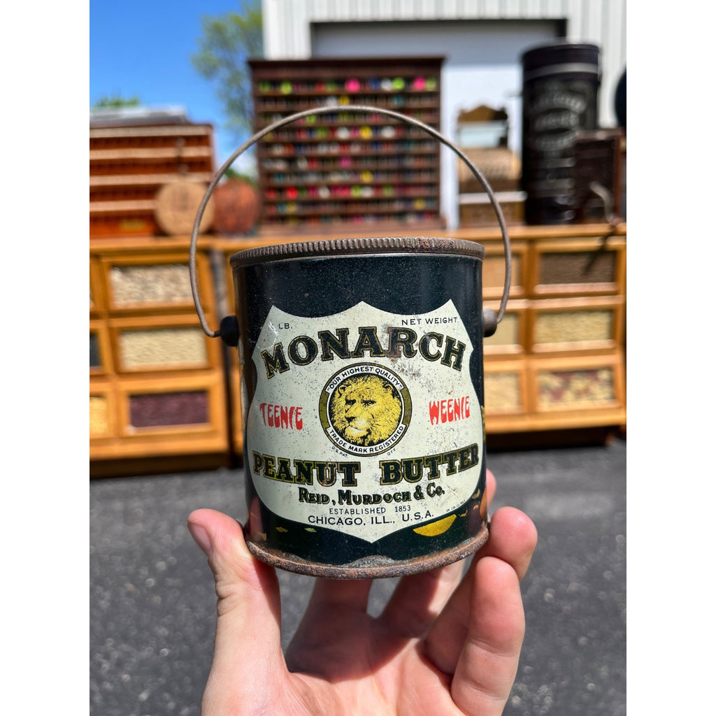 Vintage Monarch Teenie Weenie 1lb Peanut Butter Pail Tin Can Advertising