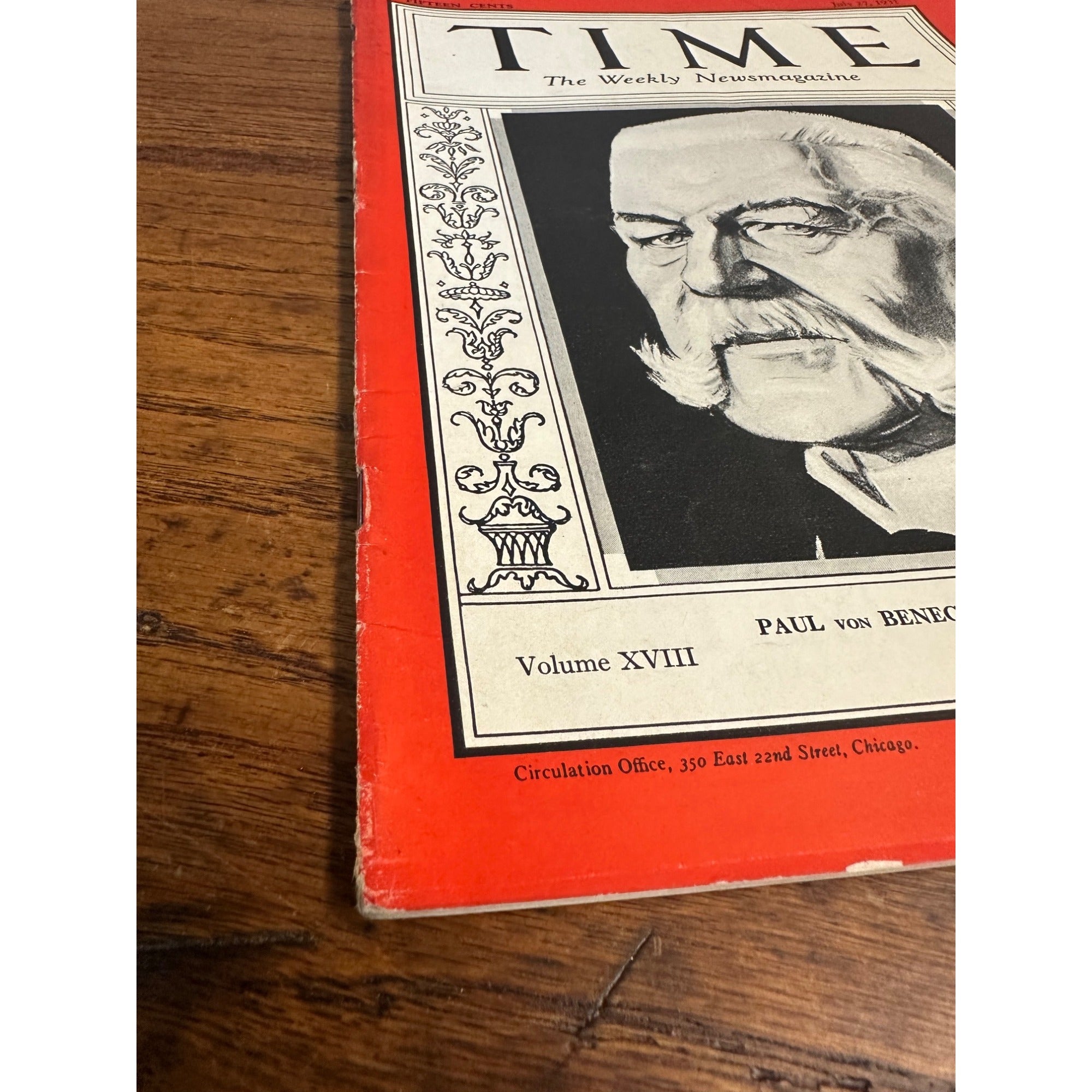 Time Weekly Magazine - Paul Von Hindenburg - July 27, 1931 - Original