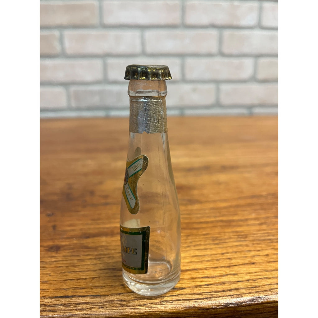 Vintage 1950s Miller High Life Beer Miniature Glass Bottle w/ Cap