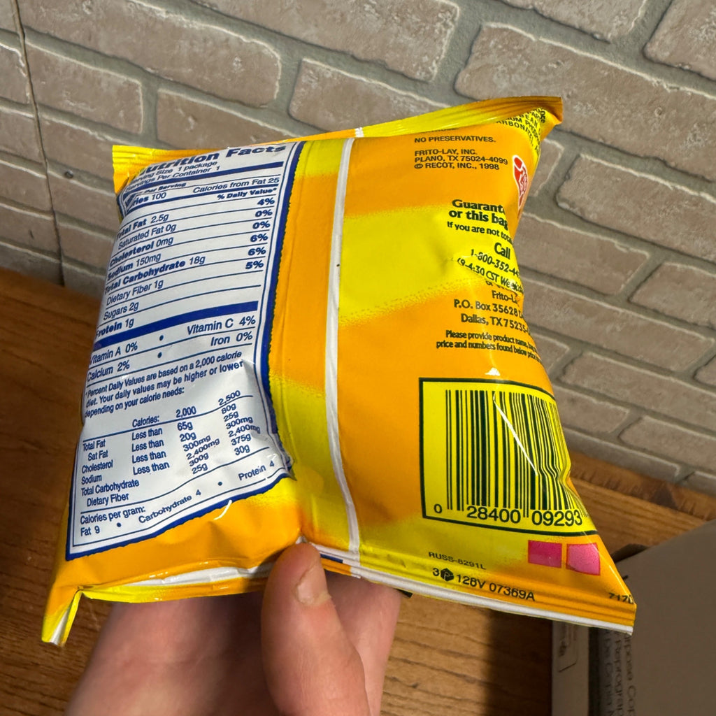 1998 Sample Frito Lays Promo Baked Ruffles Potato Chips W/ Bag and Box
