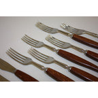 12 Piece Vintage MCM Glosswood Sheffield Cutlery Set Stainless and Teak