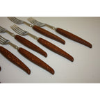12 Piece Vintage MCM Glosswood Sheffield Cutlery Set Stainless and Teak