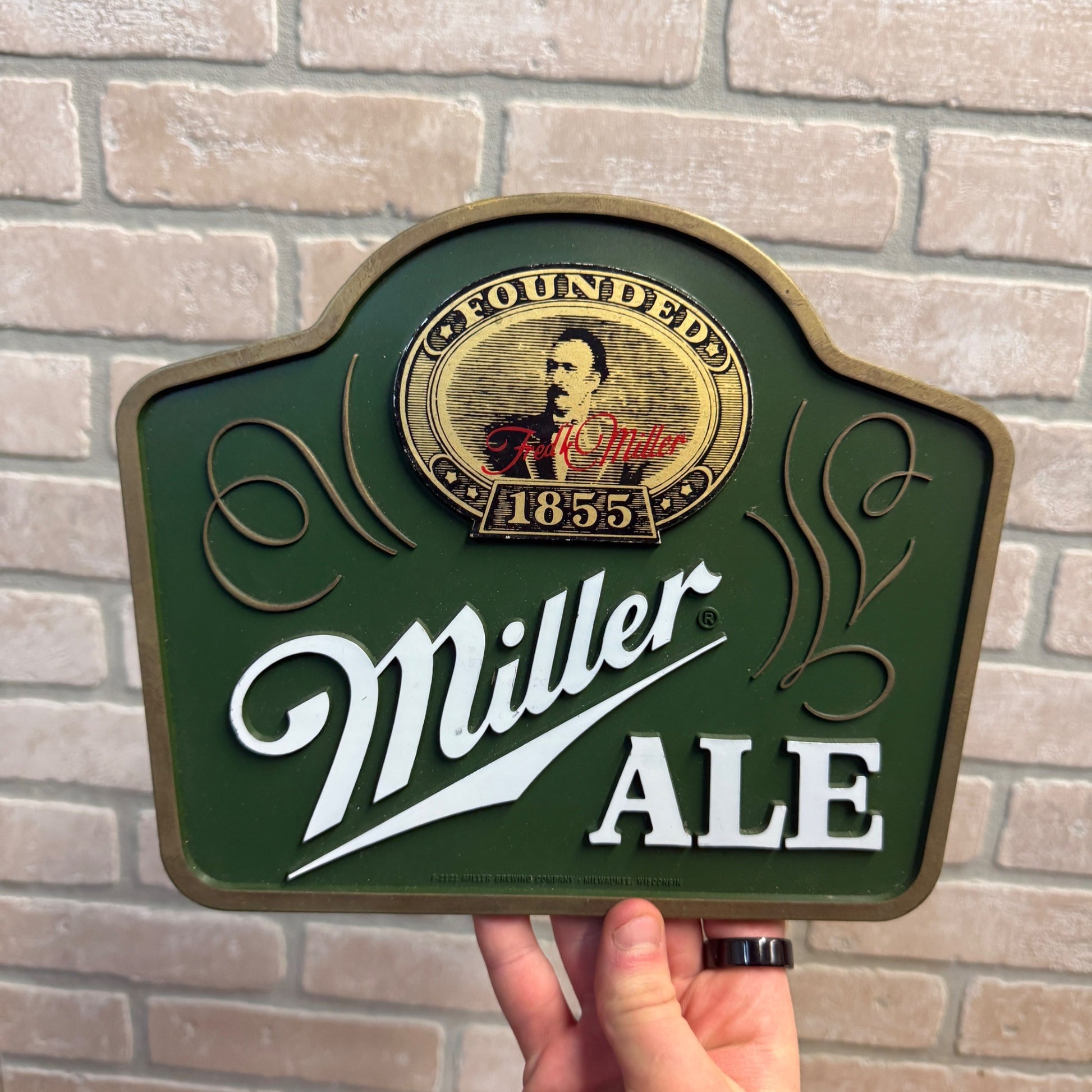 Vintage 1970-80s Founded 1855 Miller Ale Beer Sign Brewery Plastic