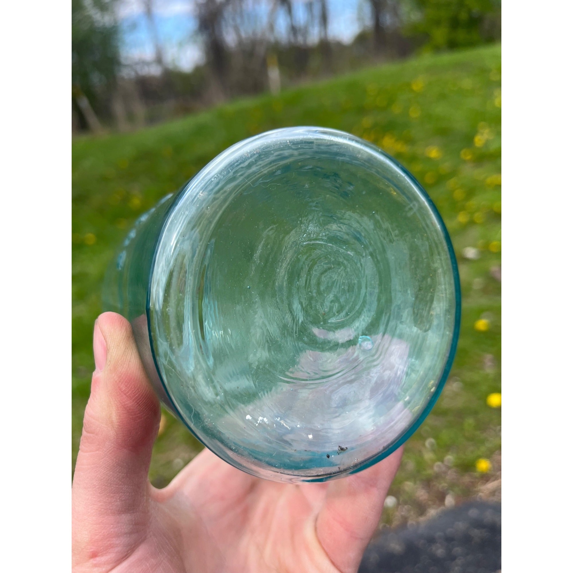 Antique Atlas Strong Shoulder Bold Mark Aqua Blue Quart Glass Canning Jar