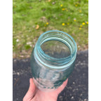 Antique Atlas Strong Shoulder Bold Mark Aqua Blue Quart Glass Canning Jar