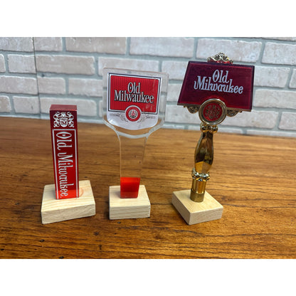 Vintage 1960s Old Milwaukee Beer Lot (3) Tap Handle Plastic Acrylic