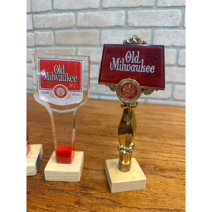 Vintage 1960s Old Milwaukee Beer Lot (3) Tap Handle Plastic Acrylic