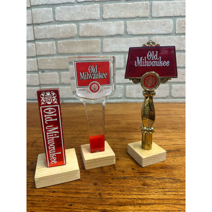 Vintage 1960s Old Milwaukee Beer Lot (3) Tap Handle Plastic Acrylic