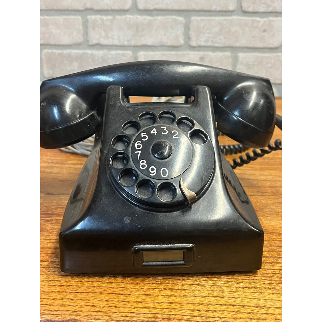 Vintage Bakelite Black Ericsson Ruen PTT Rotary Desk Phone Holland Untested