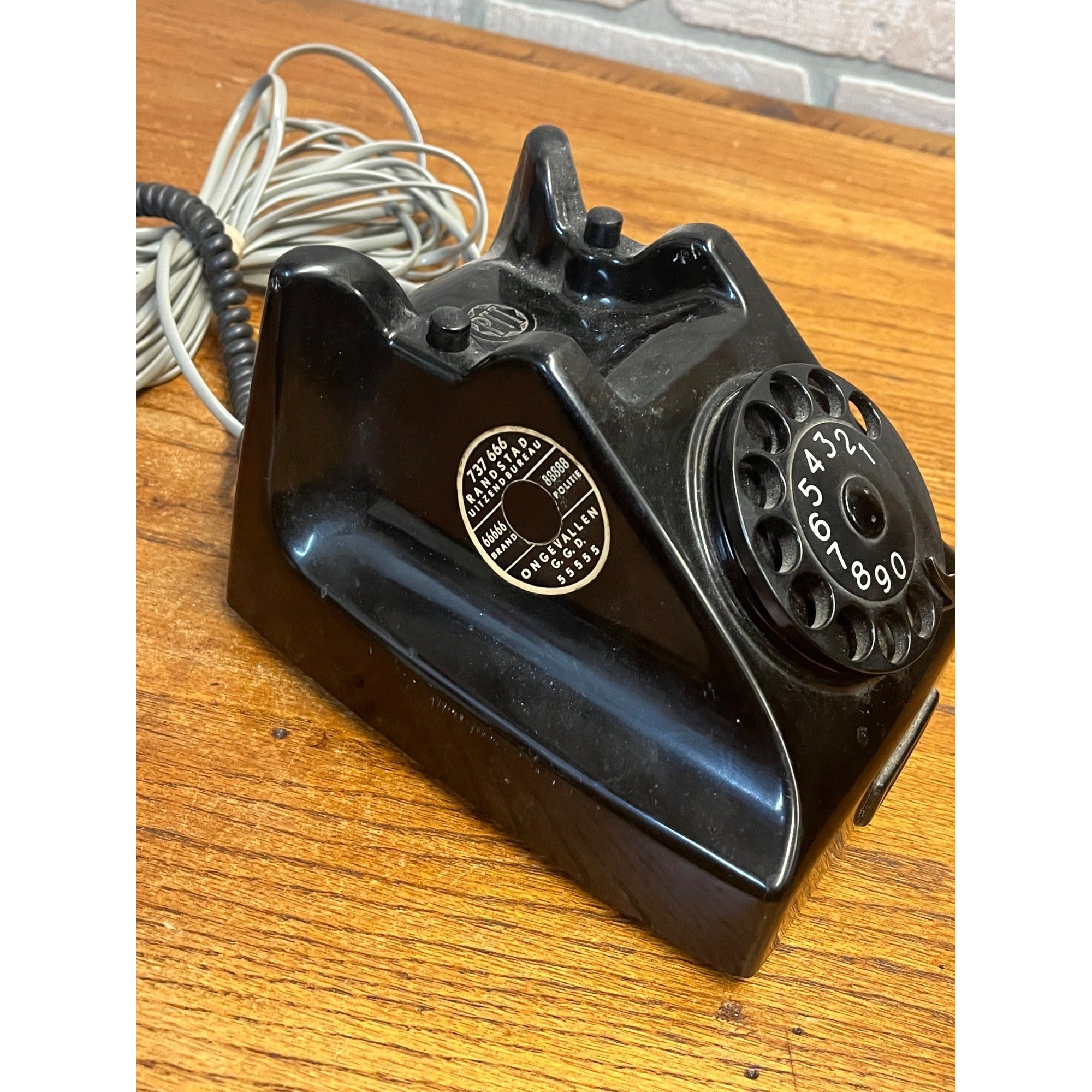 Vintage Bakelite Black Ericsson Ruen PTT Rotary Desk Phone Holland Untested