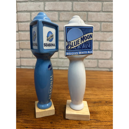 Vintage Blue Moon Beer Lot (2) Beer Tap Handles Tappers Bar Pub Belgian White