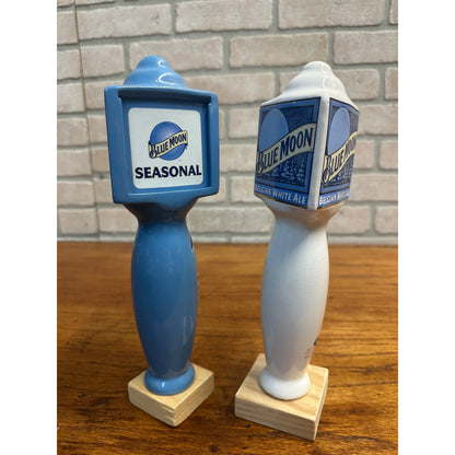 Vintage Blue Moon Beer Lot (2) Beer Tap Handles Tappers Bar Pub Belgian White