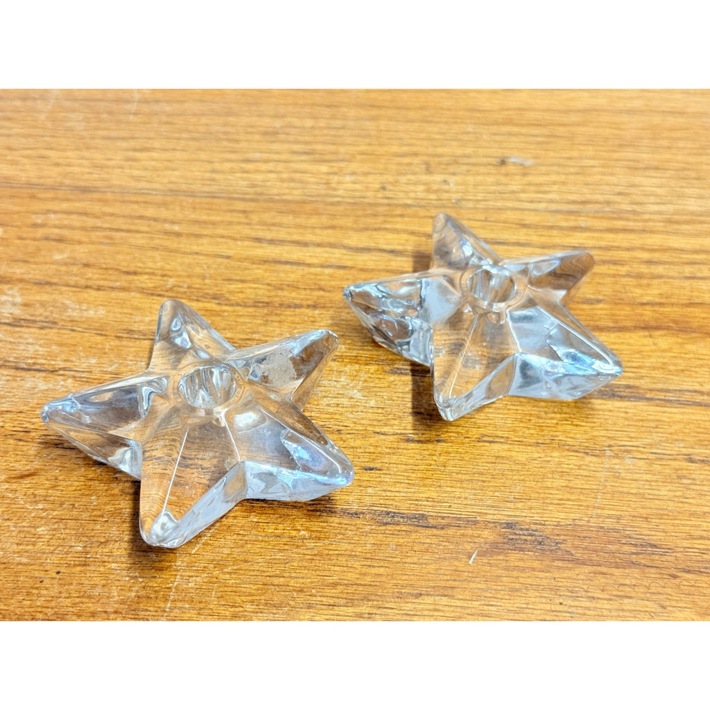 Vintage Miniature Glass Star Candle Holders Christmas Set of 2
