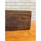 1920s Rustic Stanley Sweetheart Steel Butt Hinges Wooden Crate New Britain, Conn. Fond du Lac, Wisc. on Bottom