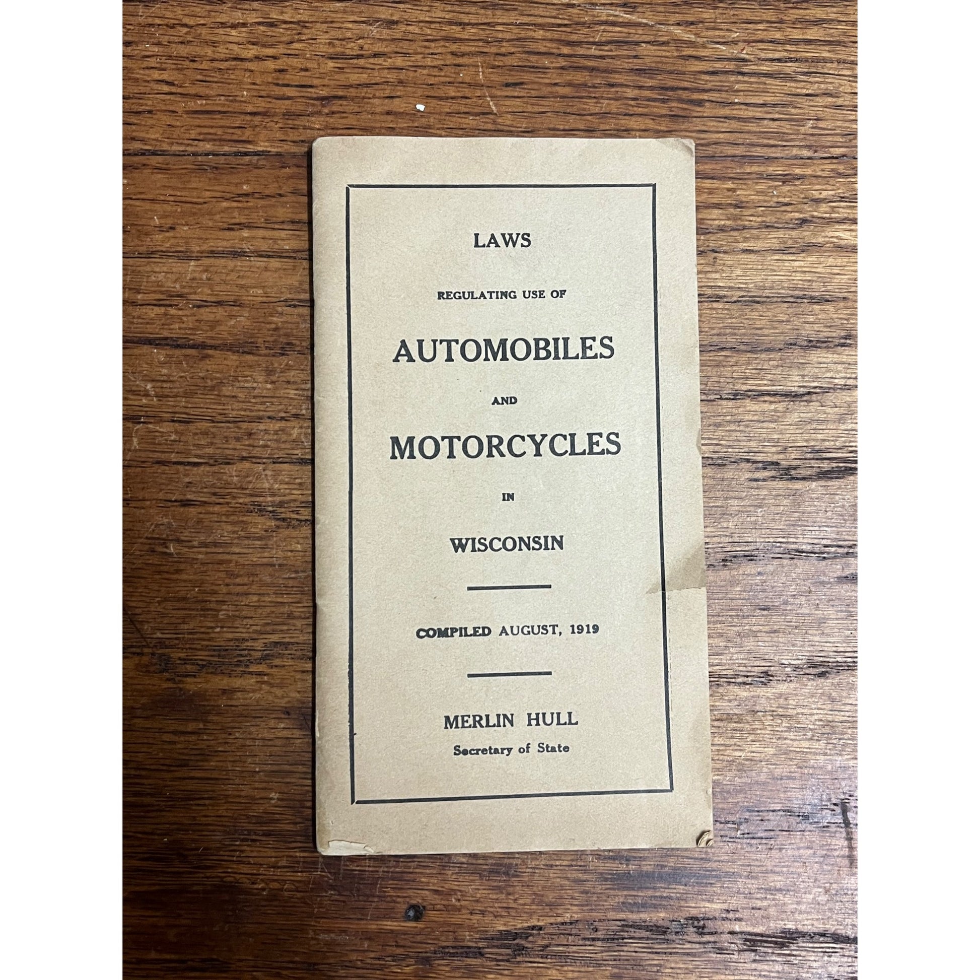 Vintage 1919 Booklet Laws Regulating use of Automobiles Motorcycles in Wisconsin