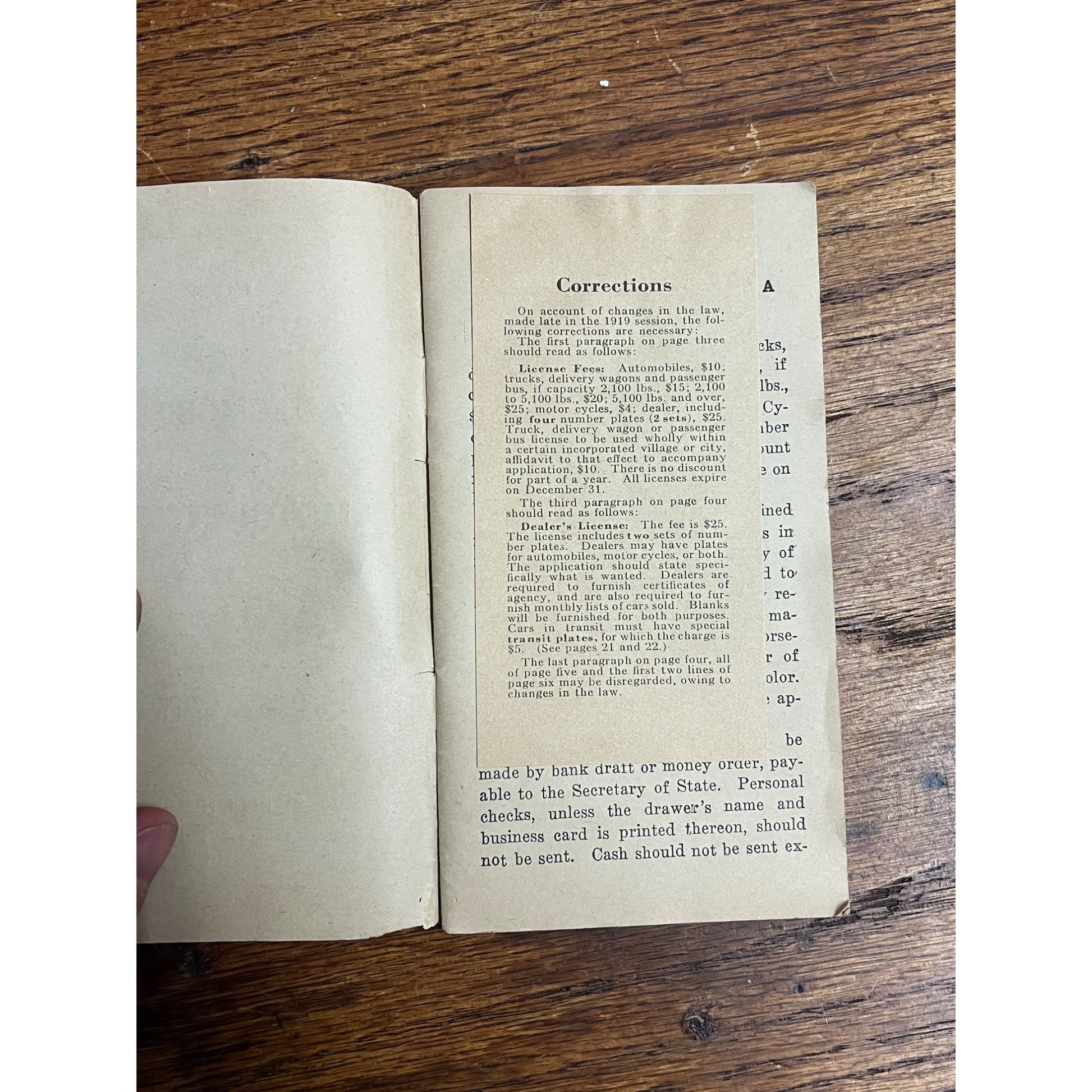 Vintage 1919 Booklet Laws Regulating use of Automobiles Motorcycles in Wisconsin
