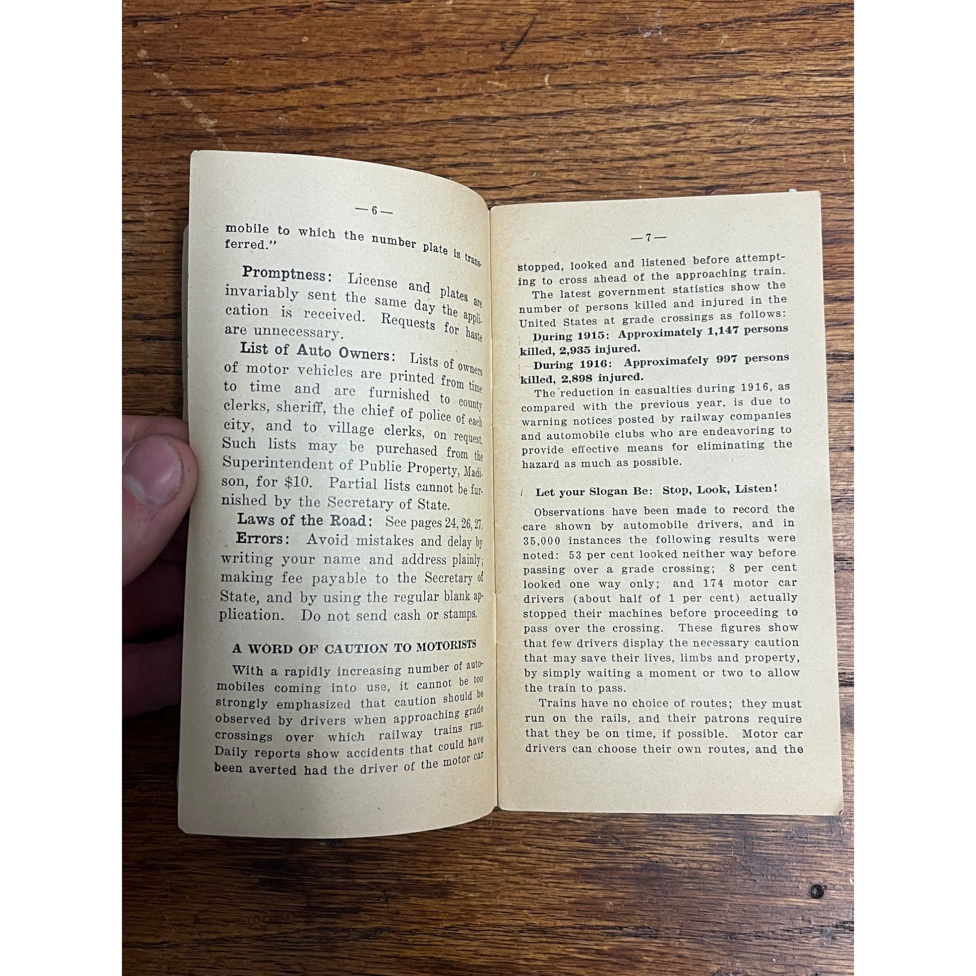 Vintage 1919 Booklet Laws Regulating use of Automobiles Motorcycles in Wisconsin