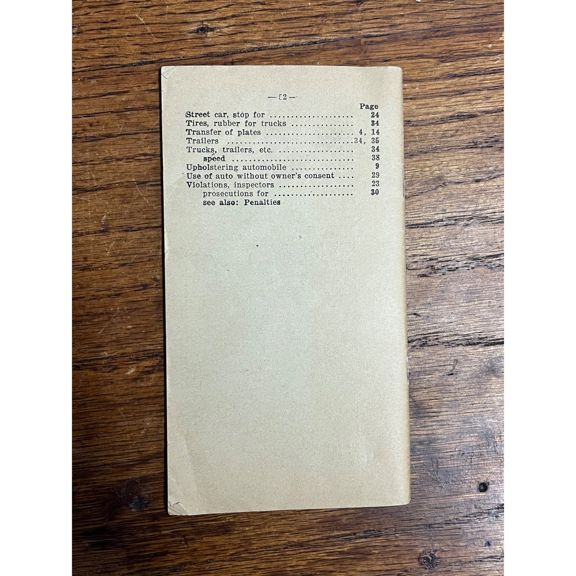 Vintage 1919 Booklet Laws Regulating use of Automobiles Motorcycles in Wisconsin