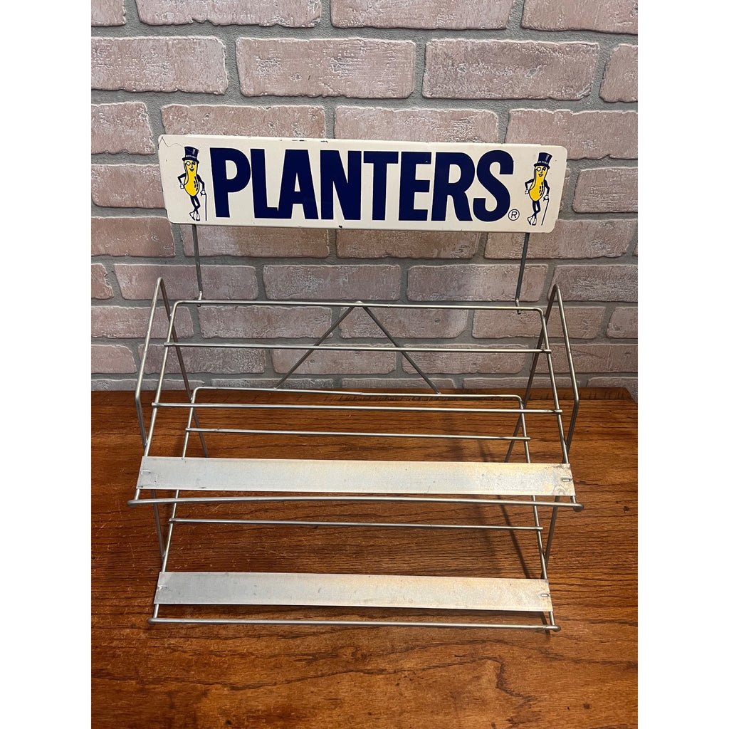 Vintage Mr Peanut Planters Store Display Rack Shelf Advertising Metal Peanuts