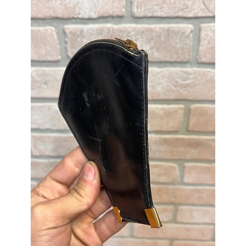 Fills-Easy Genuine Calf Brown Leather Tobacco Pouch Bag Zipper Pipe VTG Antique