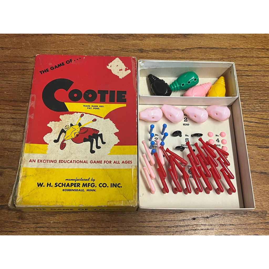 Vintage Cootie Educational Game W.H. Schaper MFG. Co. Inc. Robbinsdale, Minnesota 1949 Incomplete
