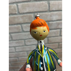 Vintage Italian Laved Female Character 6.5" Blown Glass Ornament
