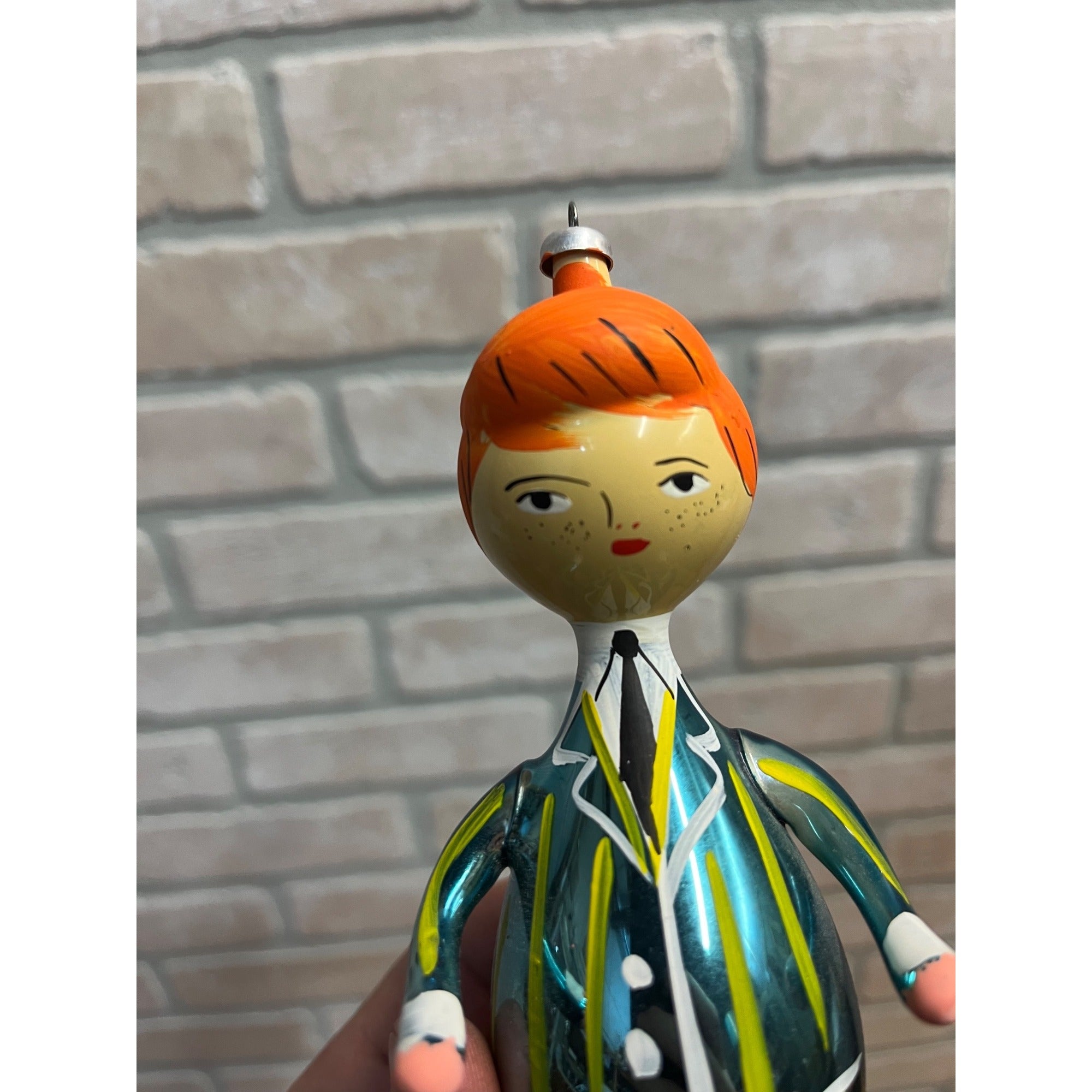 Vintage Italian Laved Female Character 6.5" Blown Glass Ornament