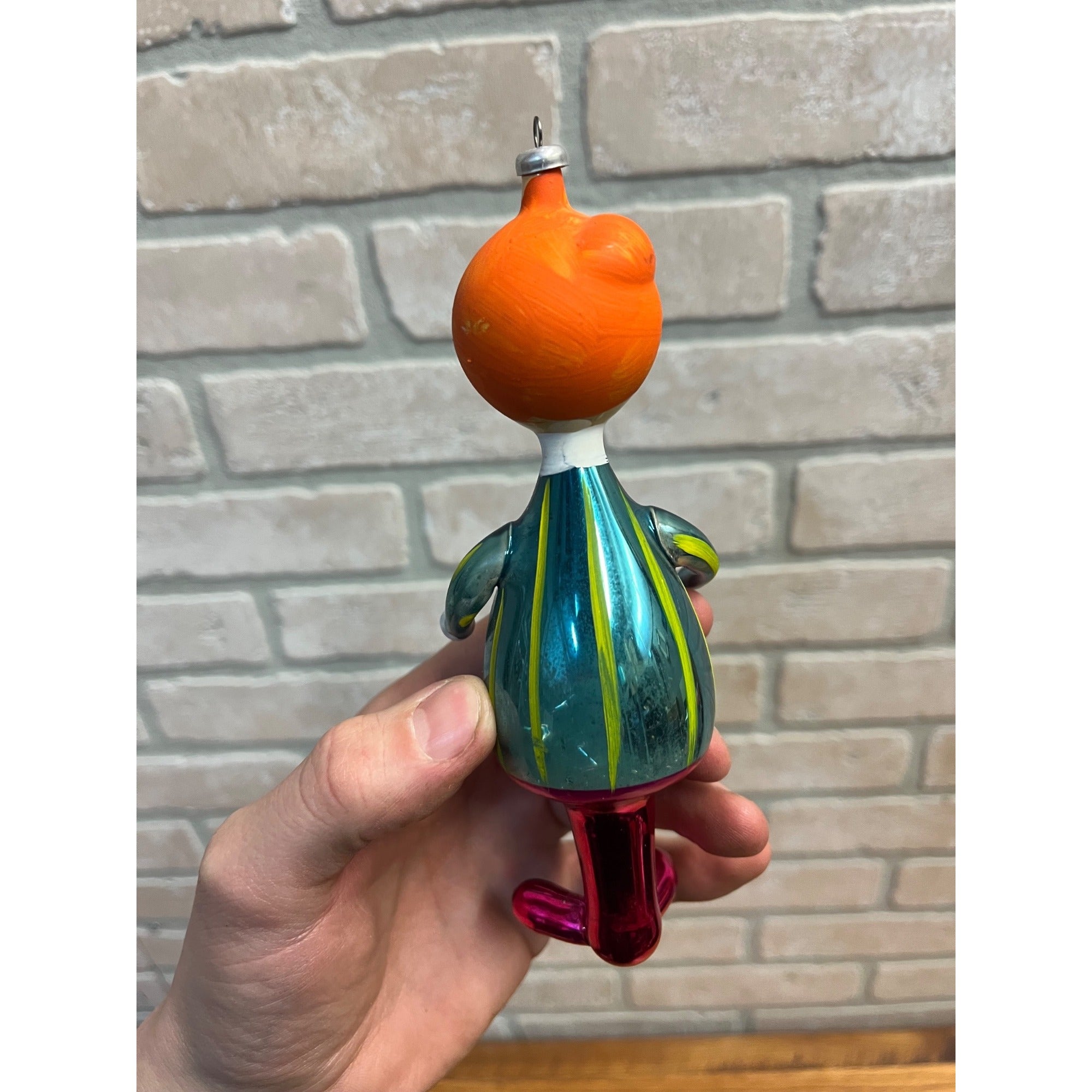 Vintage Italian Laved Female Character 6.5" Blown Glass Ornament