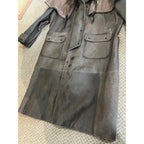 Vintage Distressed Cowhide Leather Duster Western Trench Coat Handmade USA