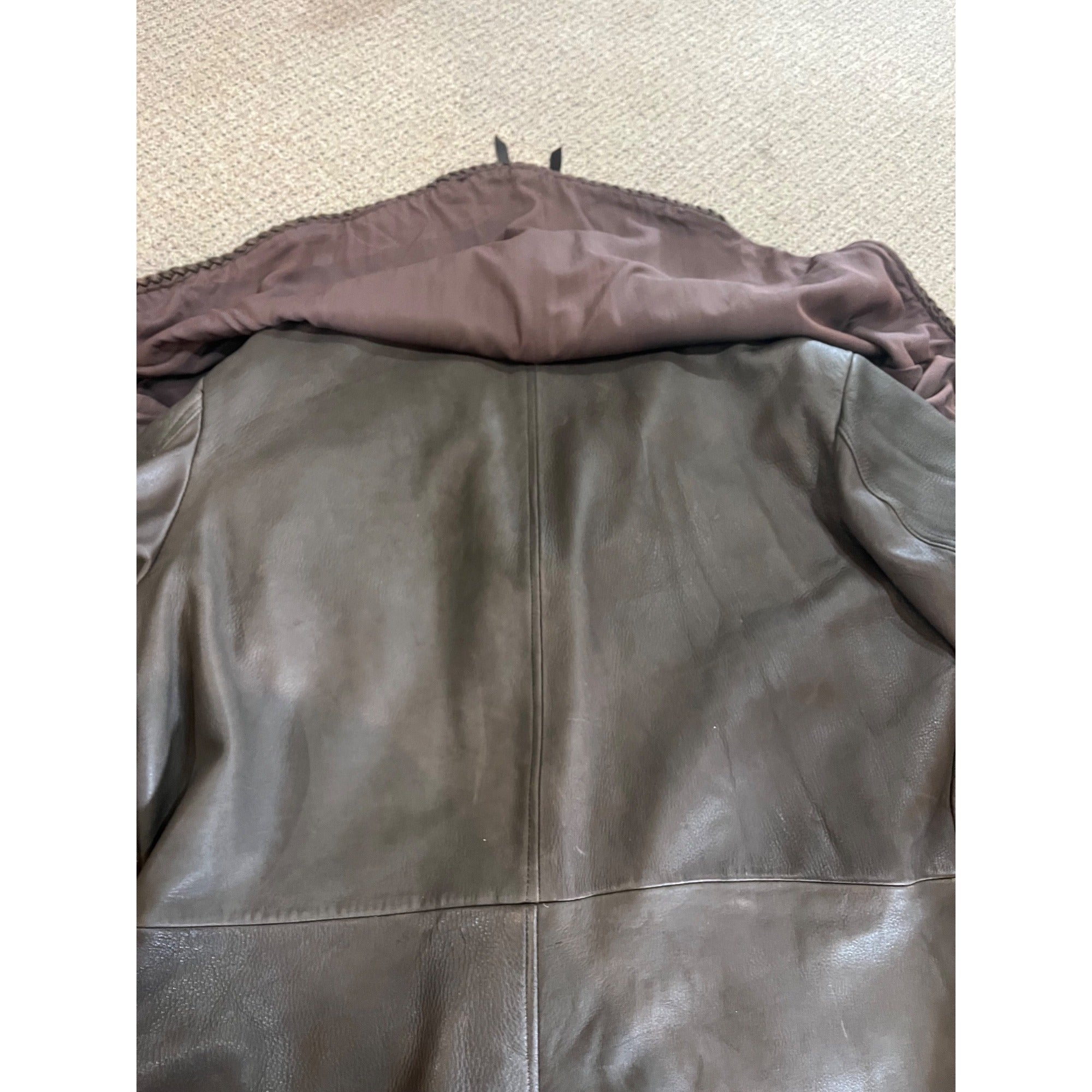 Vintage Distressed Cowhide Leather Duster Western Trench Coat Handmade USA