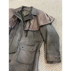 Vintage Distressed Cowhide Leather Duster Western Trench Coat Handmade USA