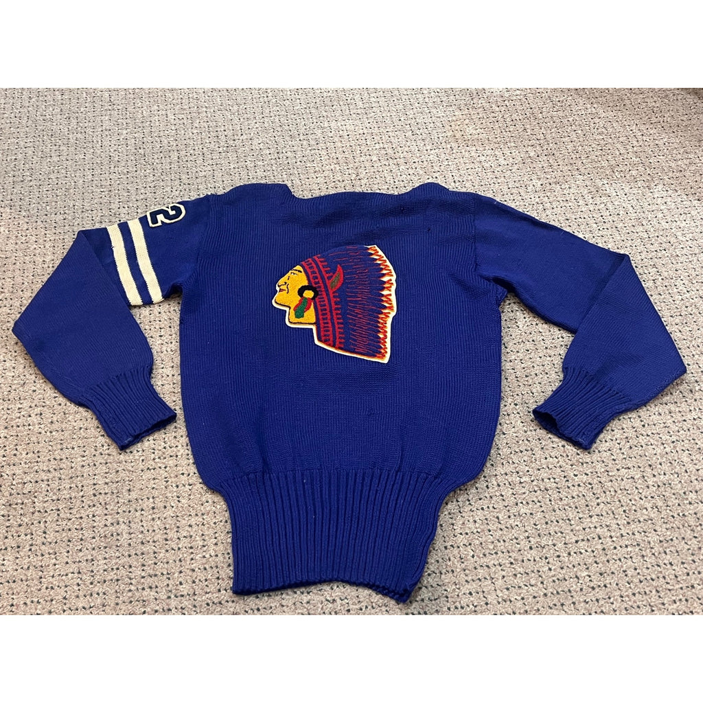 Vintage 1950s Wisconsin Dells Chiefs Varsity Letterman Sweater Indian Patch Wool