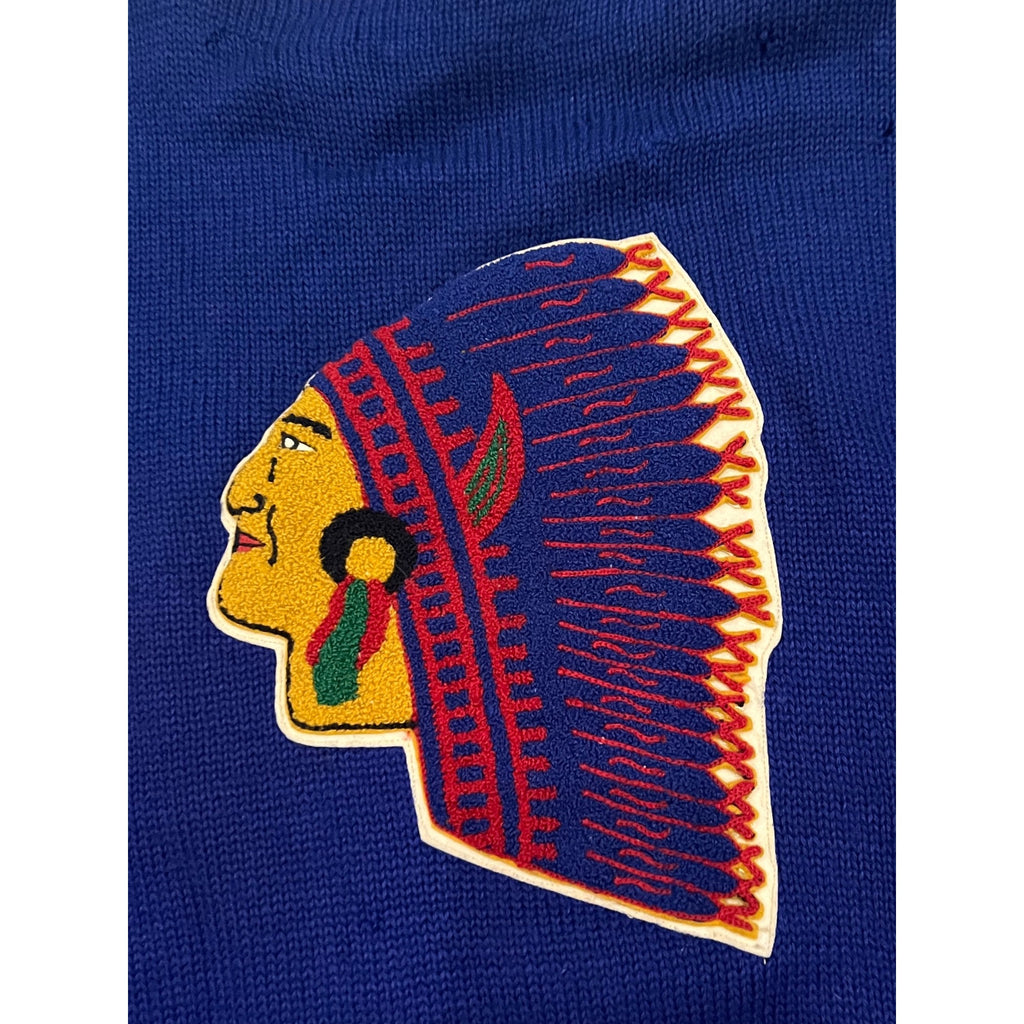 Vintage 1950s Wisconsin Dells Chiefs Varsity Letterman Sweater Indian Patch Wool