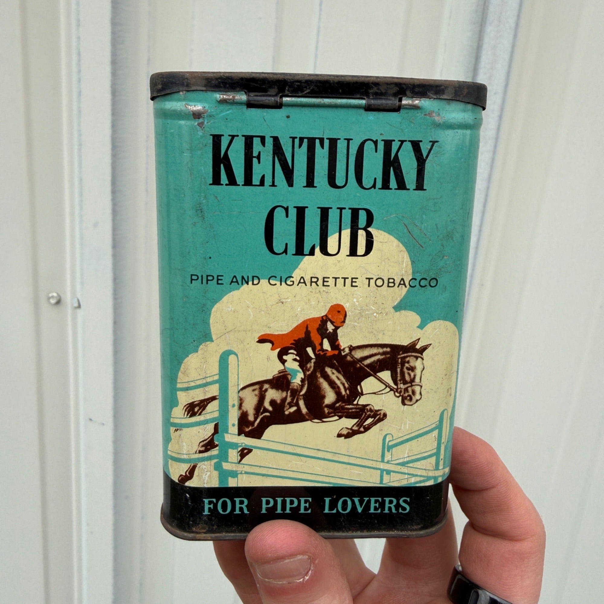 Vintage Kentucky Club Smoking Tobacco Empty Vertical Pocket Tin Advertising