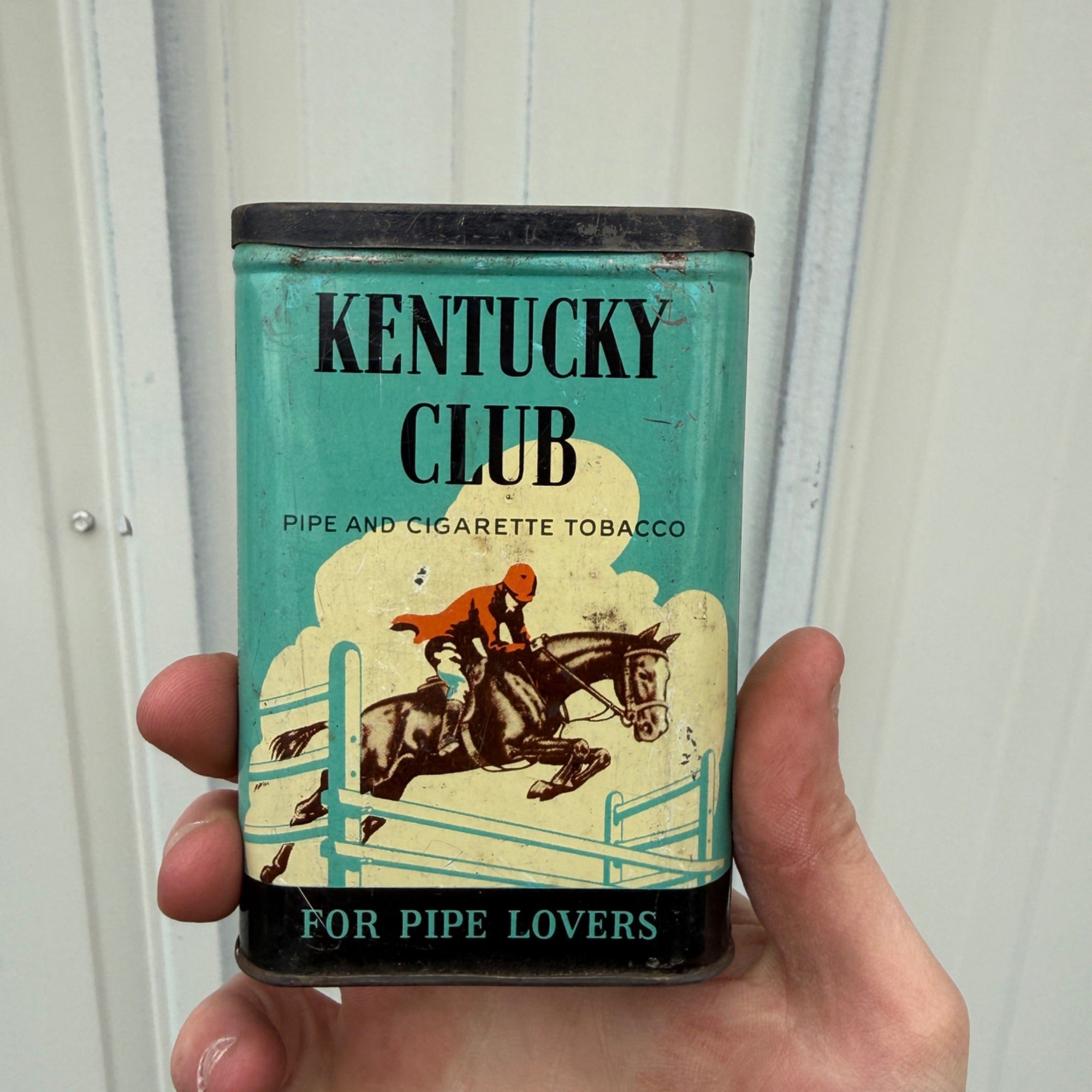 Vintage Kentucky Club Smoking Tobacco Empty Vertical Pocket Tin Advertising