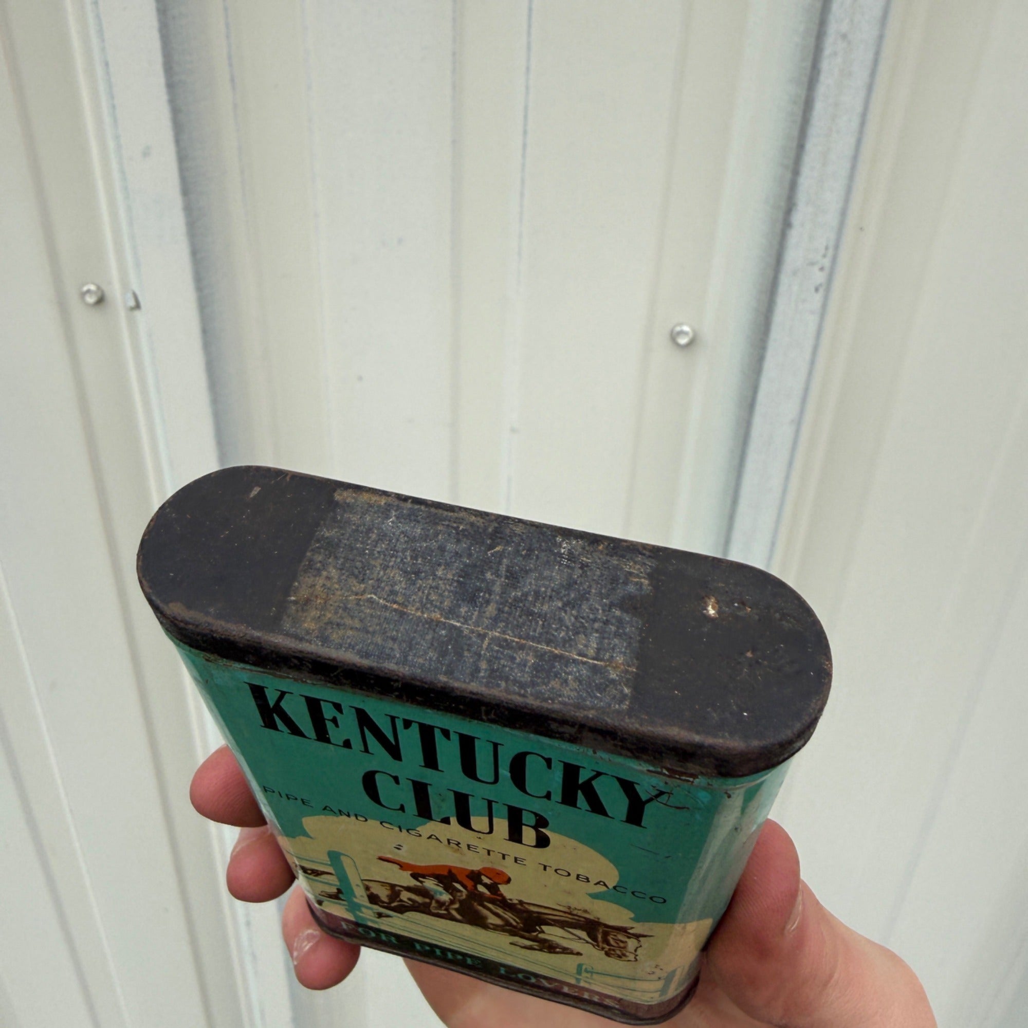 Vintage Kentucky Club Smoking Tobacco Empty Vertical Pocket Tin Advertising