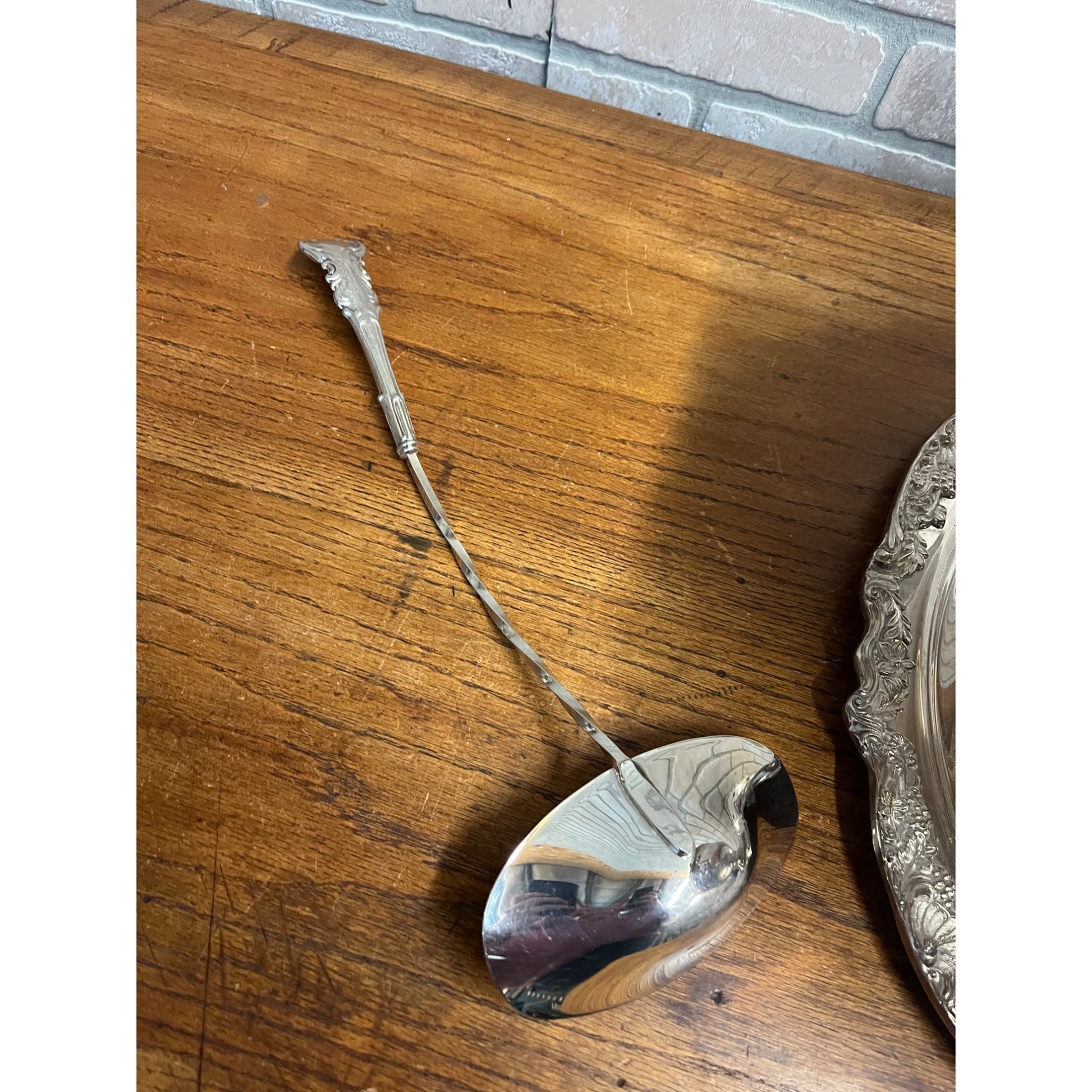 Vintage F.B. Rogers Silver Co. Punch Bowl Set Plated Ladle + Tray